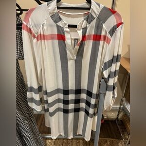 White and Red Plaid Dress